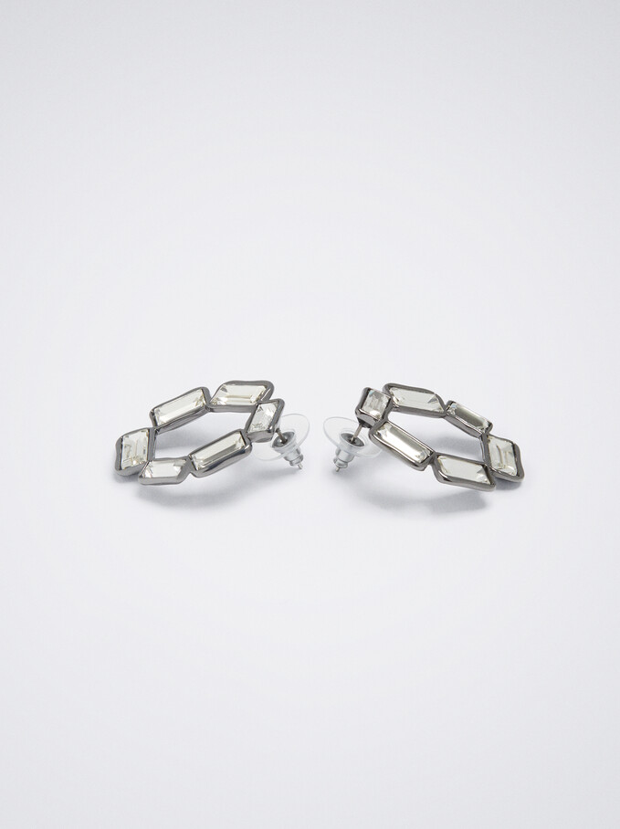 Earrings With Crystals, Black, hi-res