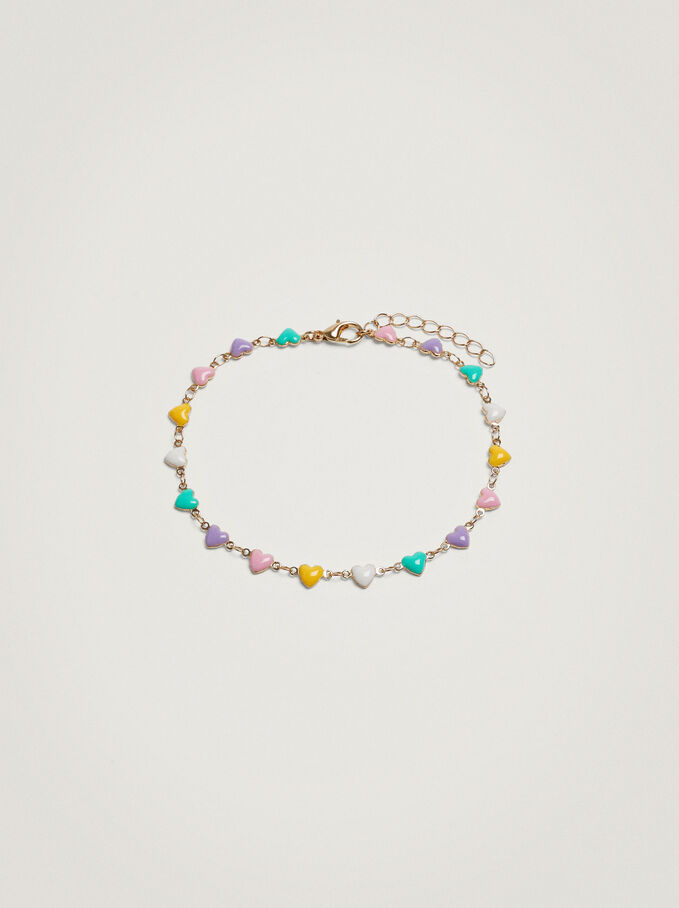 Bracelet De Cheville Avec Coeurs, Multicolore, hi-res