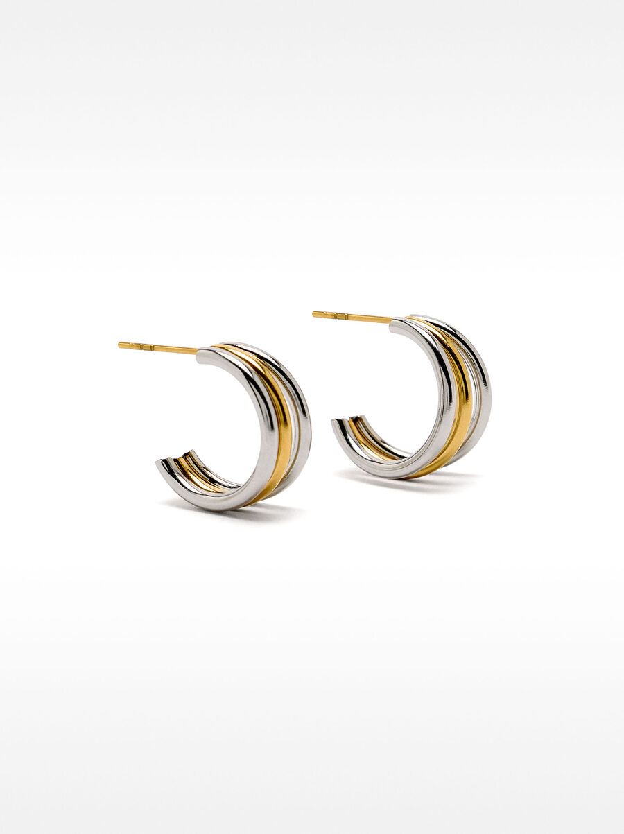 Triple effect open hoop earrings