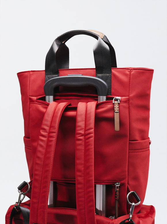 Nylon Backpack, Red, hi-res