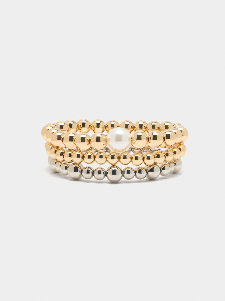 Set of three bicolor elastic bracelets