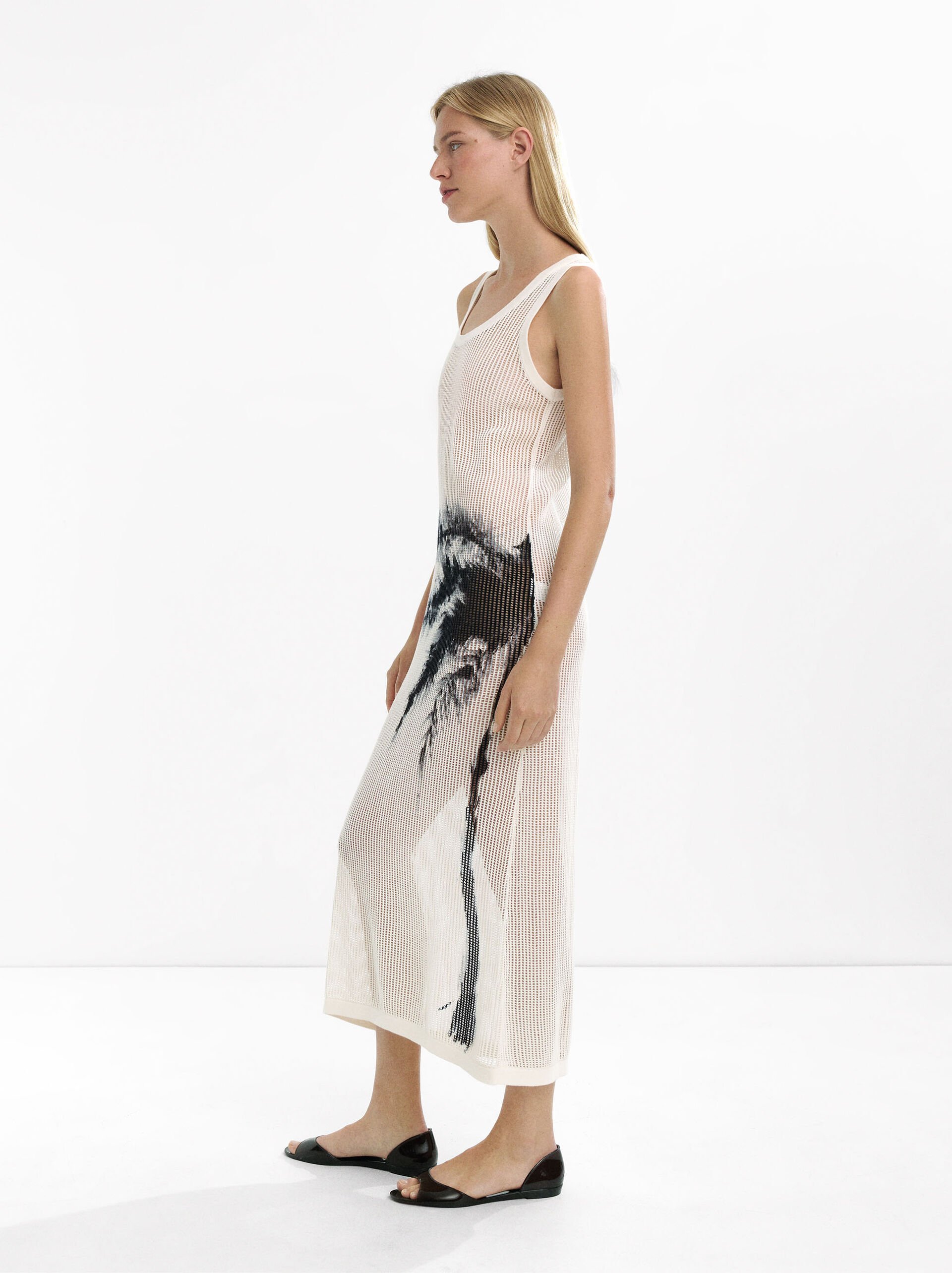 Robe en maille imprimée palmier image number 1.0