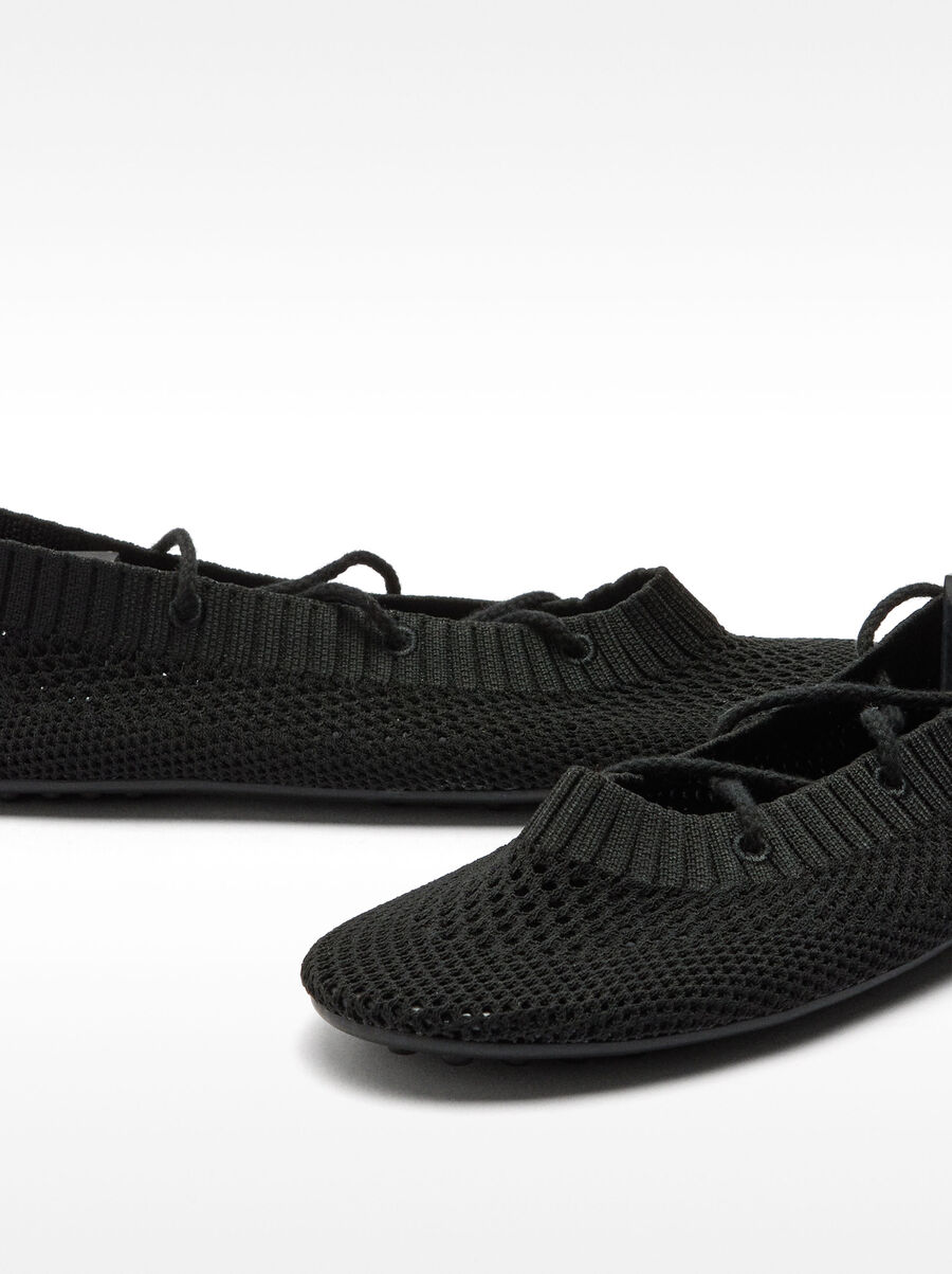 Knit mesh ballet flats with straps