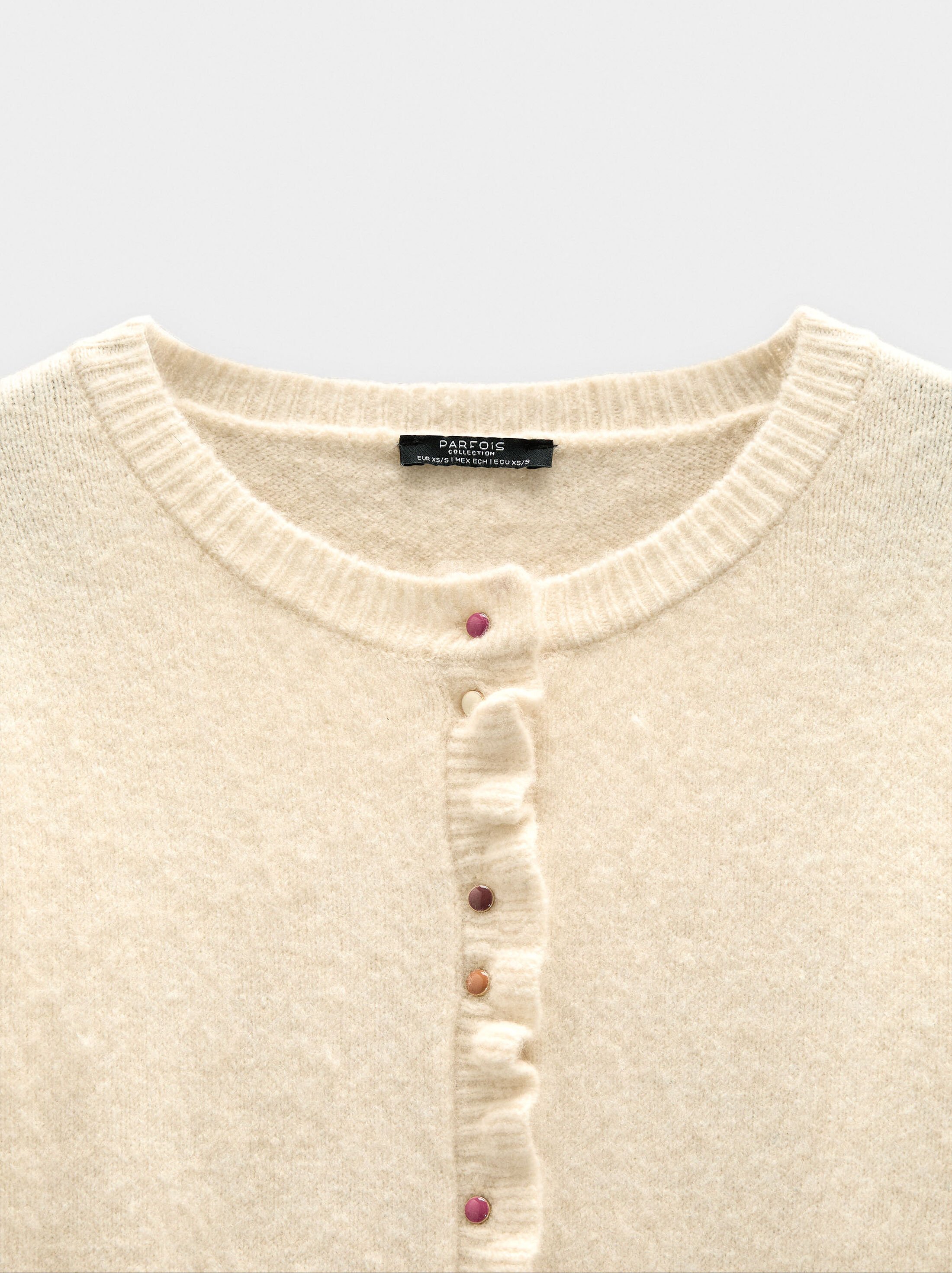 Knitted cardigan with ruffles image number 6.0