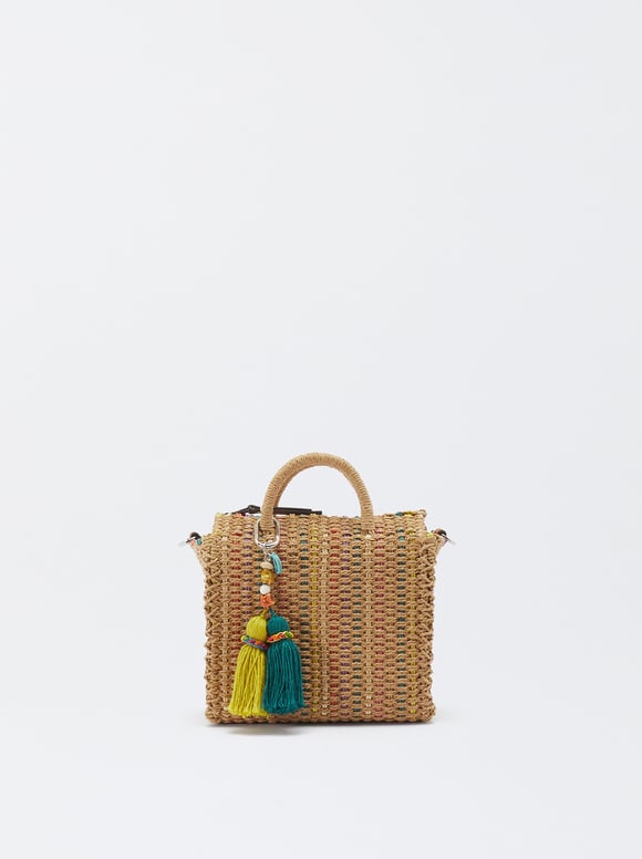 Multicolor Straw Effect Shopper Bag, NC, hi-res