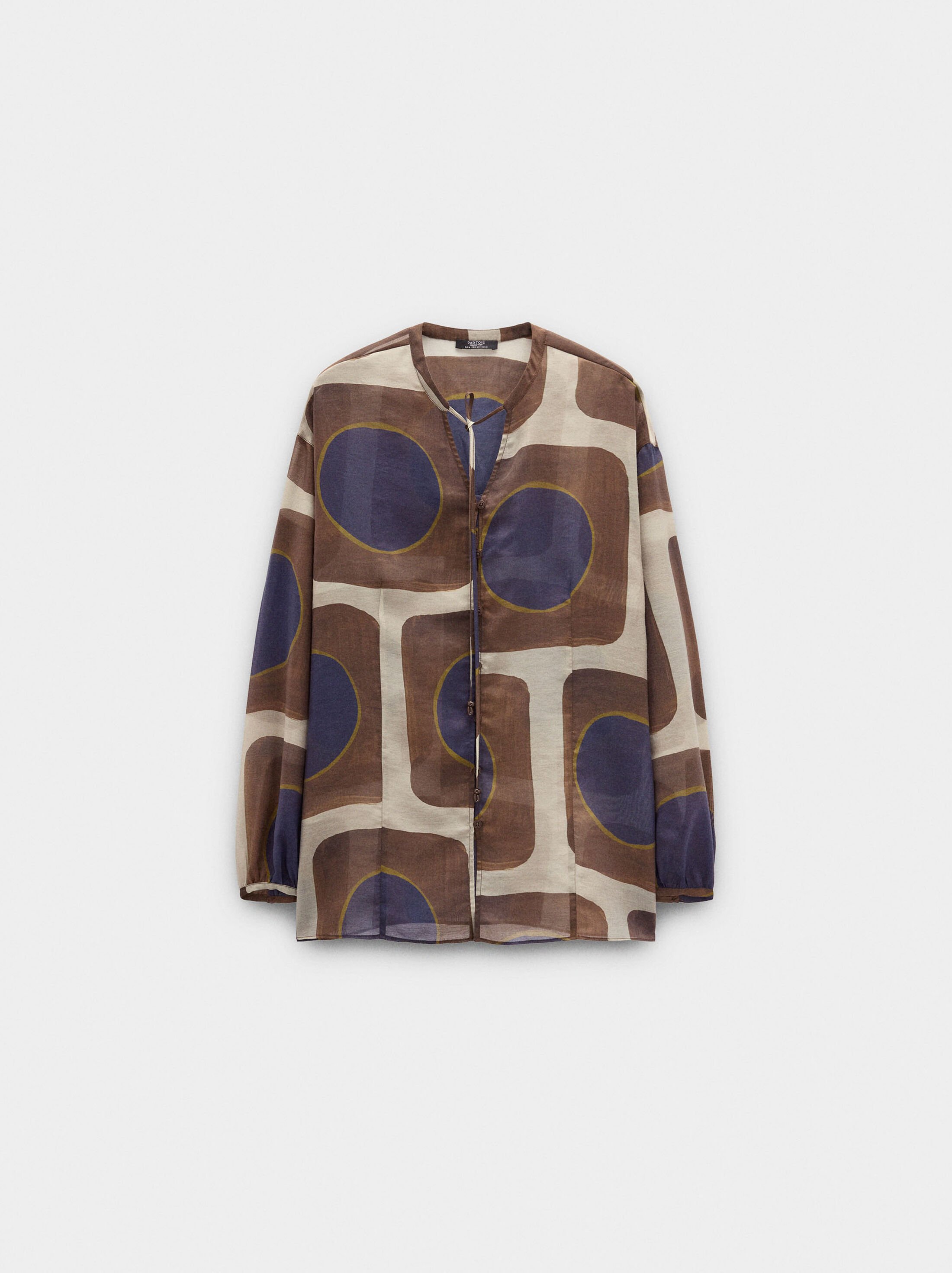 Blouse with semi-transparent print image number 4.0