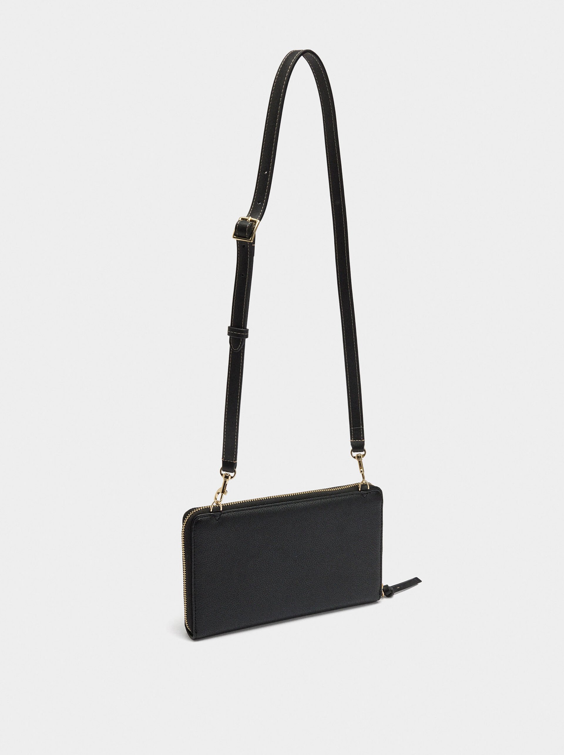 Faux leather coin purse with shoulder strap image number 3.0
