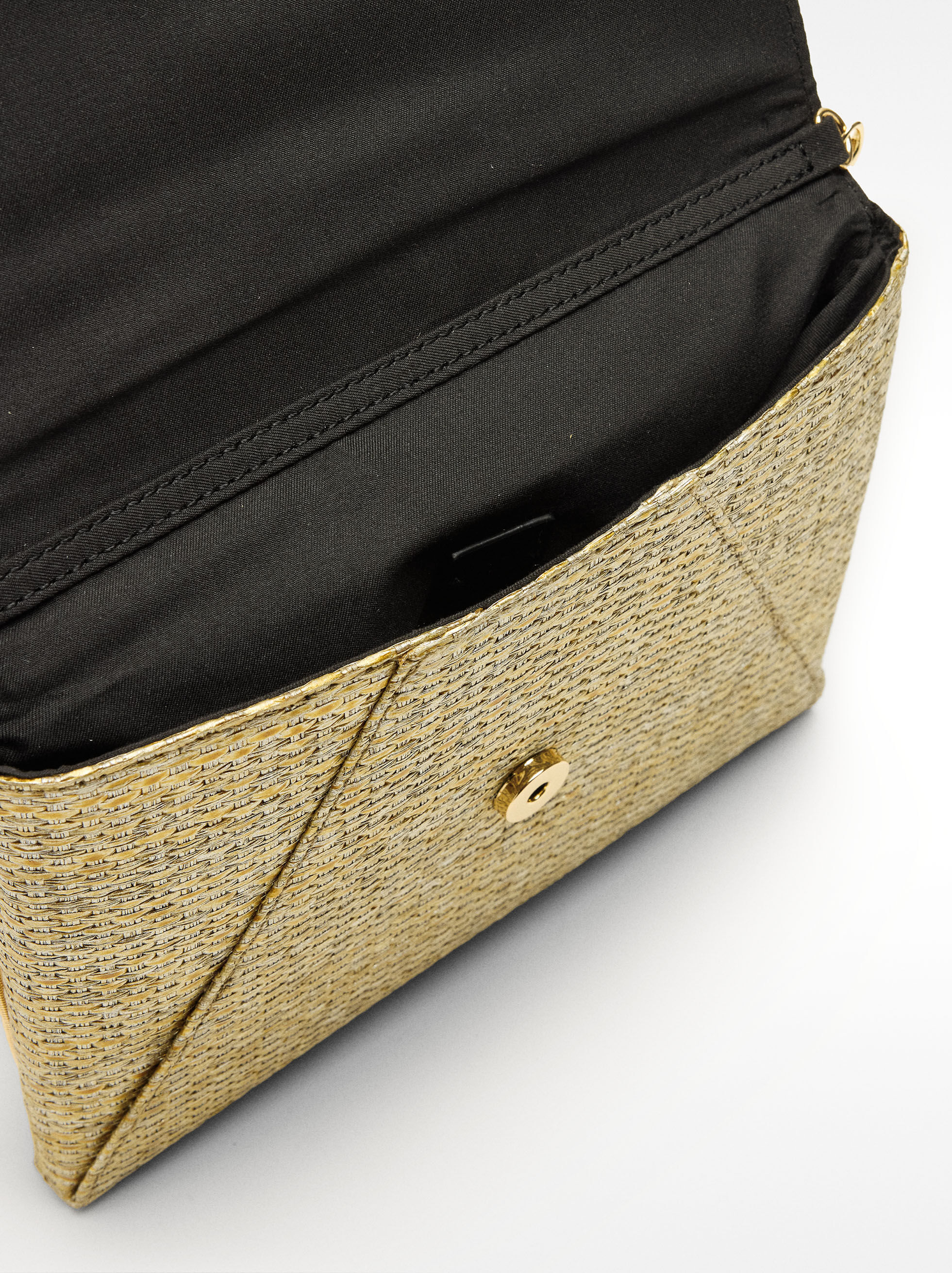 Woven Handbag With Chain Strap Gold Woman Party Bags Parfois Com