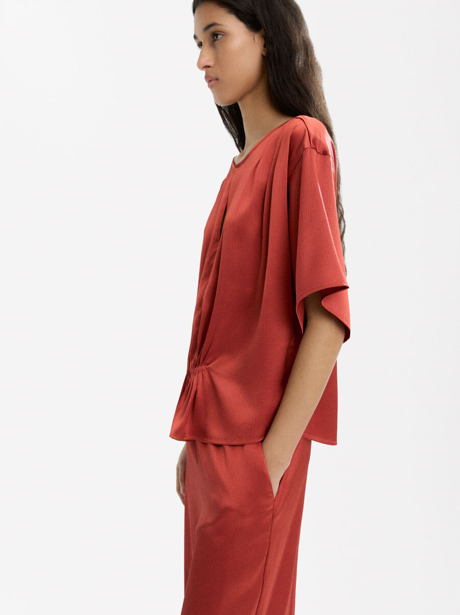Satin blouse with ruched