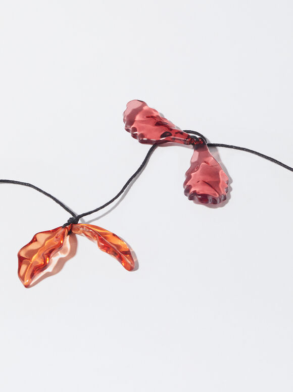 Online Exclusive - Collier Corde Avec Fleurs En Résine, Rouge, hi-res