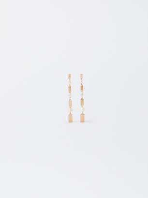 Earrings With Pearls, Golden, hi-res