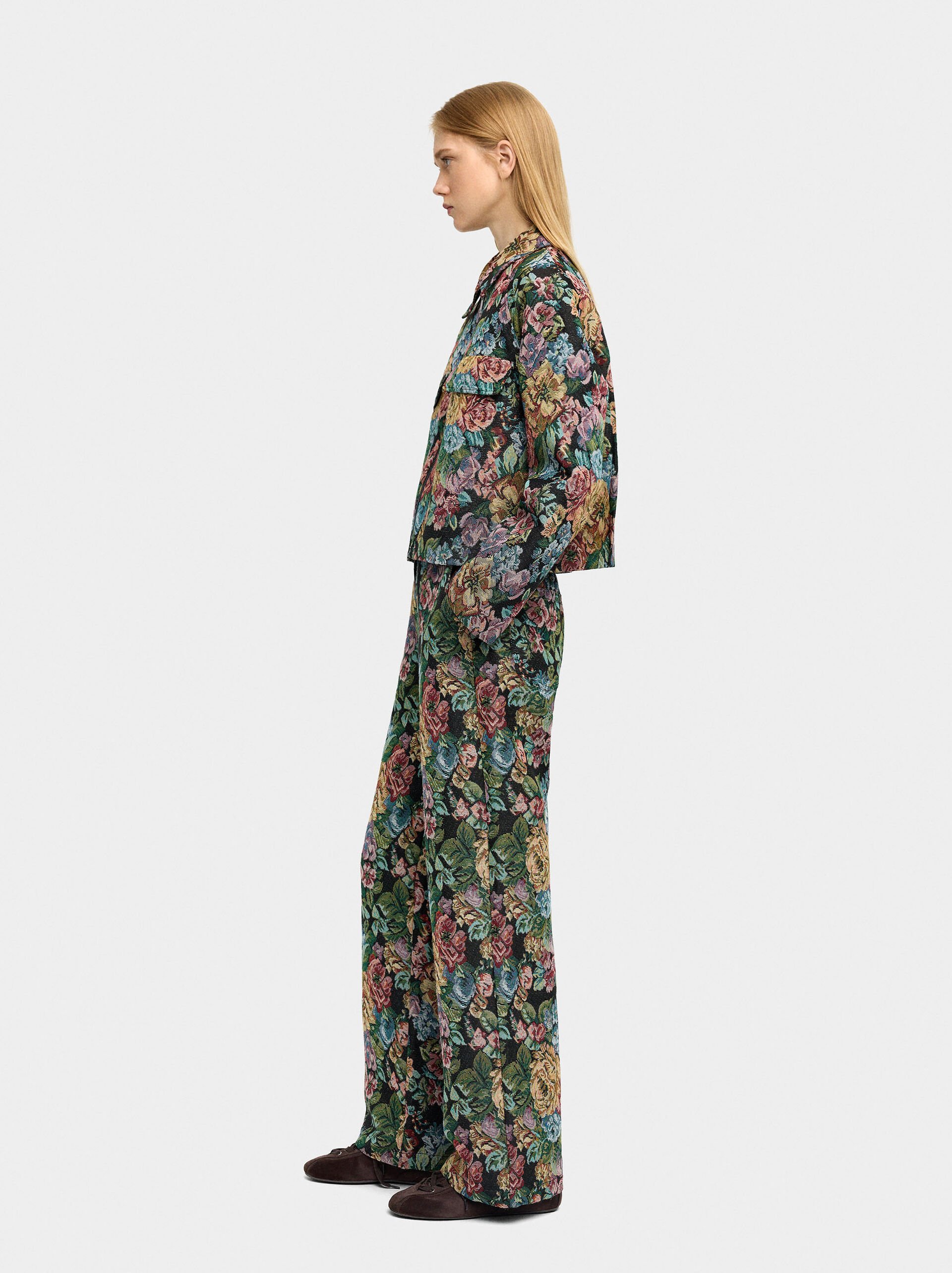Floral jacquard coat image number 2.0