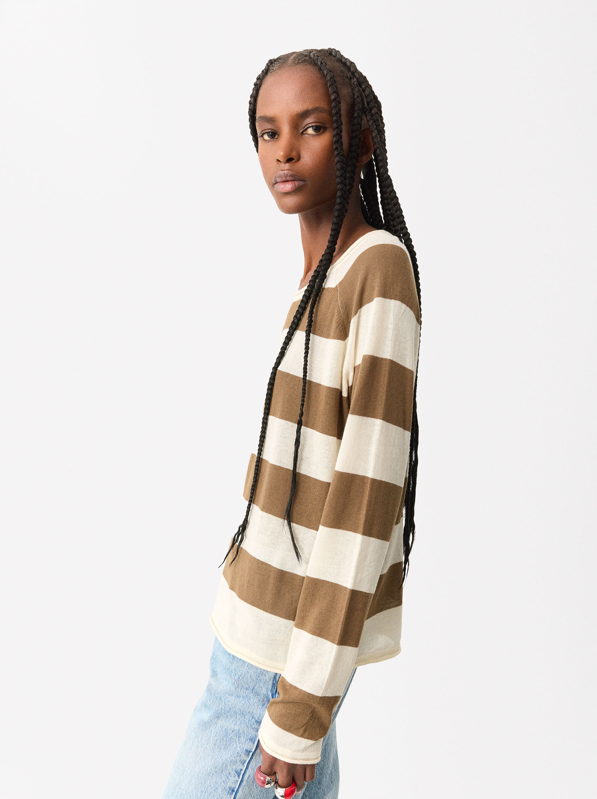 Striped Knit Sweater Brown Parfois