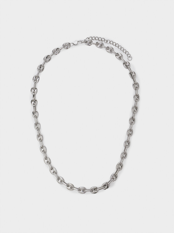 Stainless Steel Chain Necklace, Silver, hi-res
