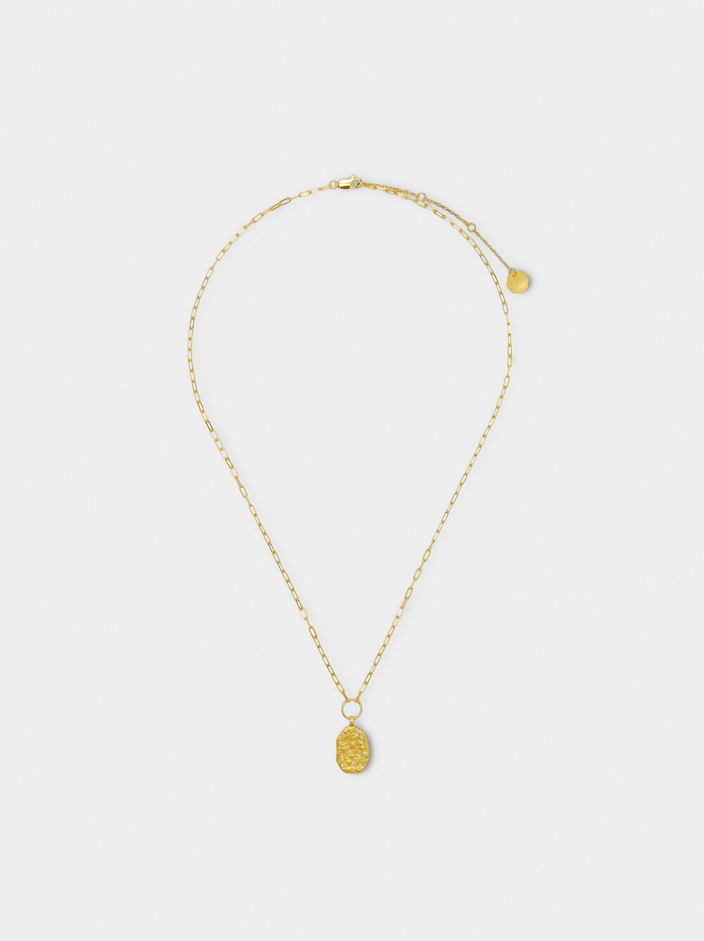 Necklace of links with irregular pendant - 925 sterling silver