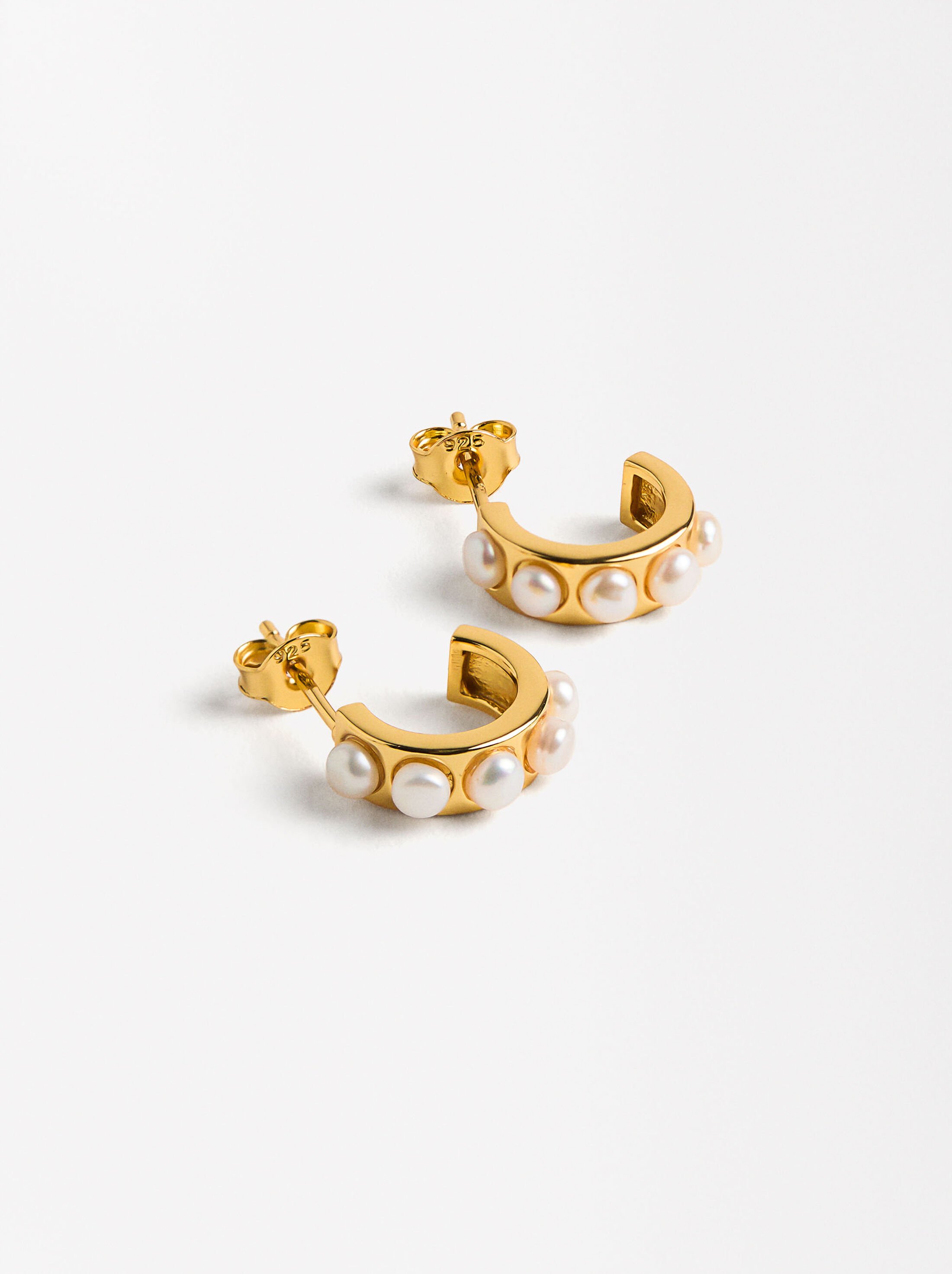 Pendientes cortos con perlas - plata de ley 925 image number 3.0