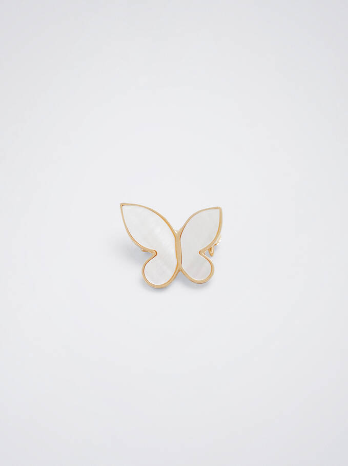 Butterfly Brooch, White, hi-res