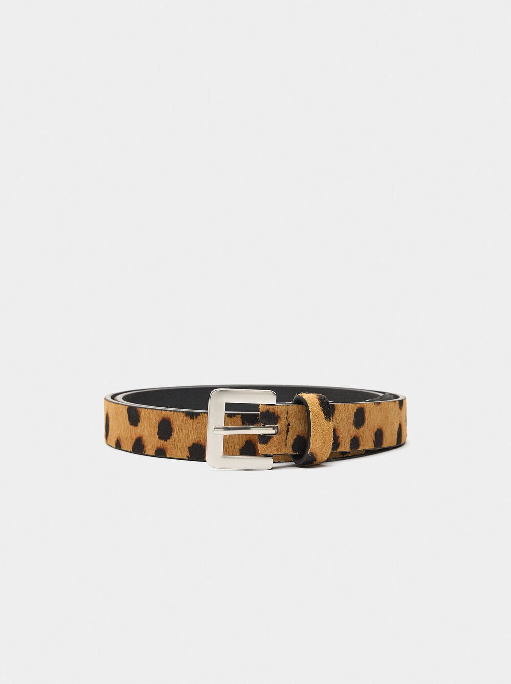 Leather belt with animal print