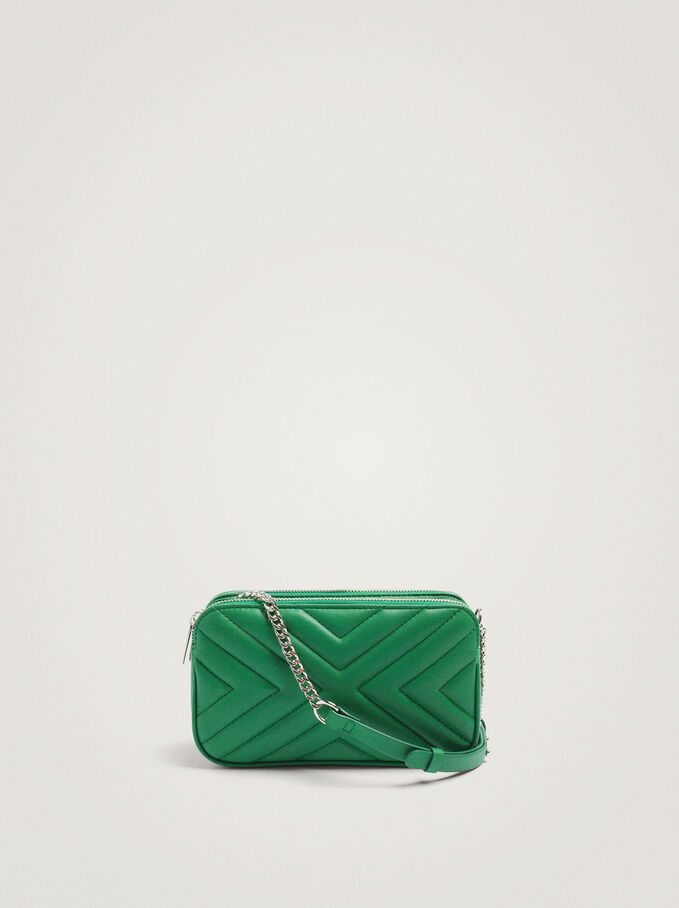 Quilted Crossbody Bag, Green, hi-res
