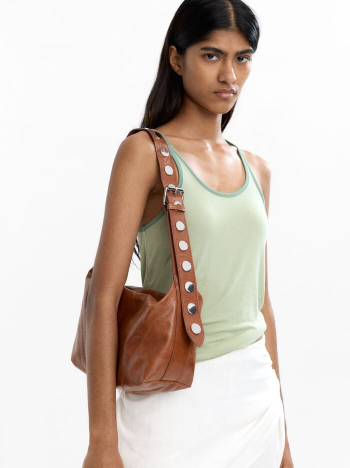 Bolso de hombro de piel
