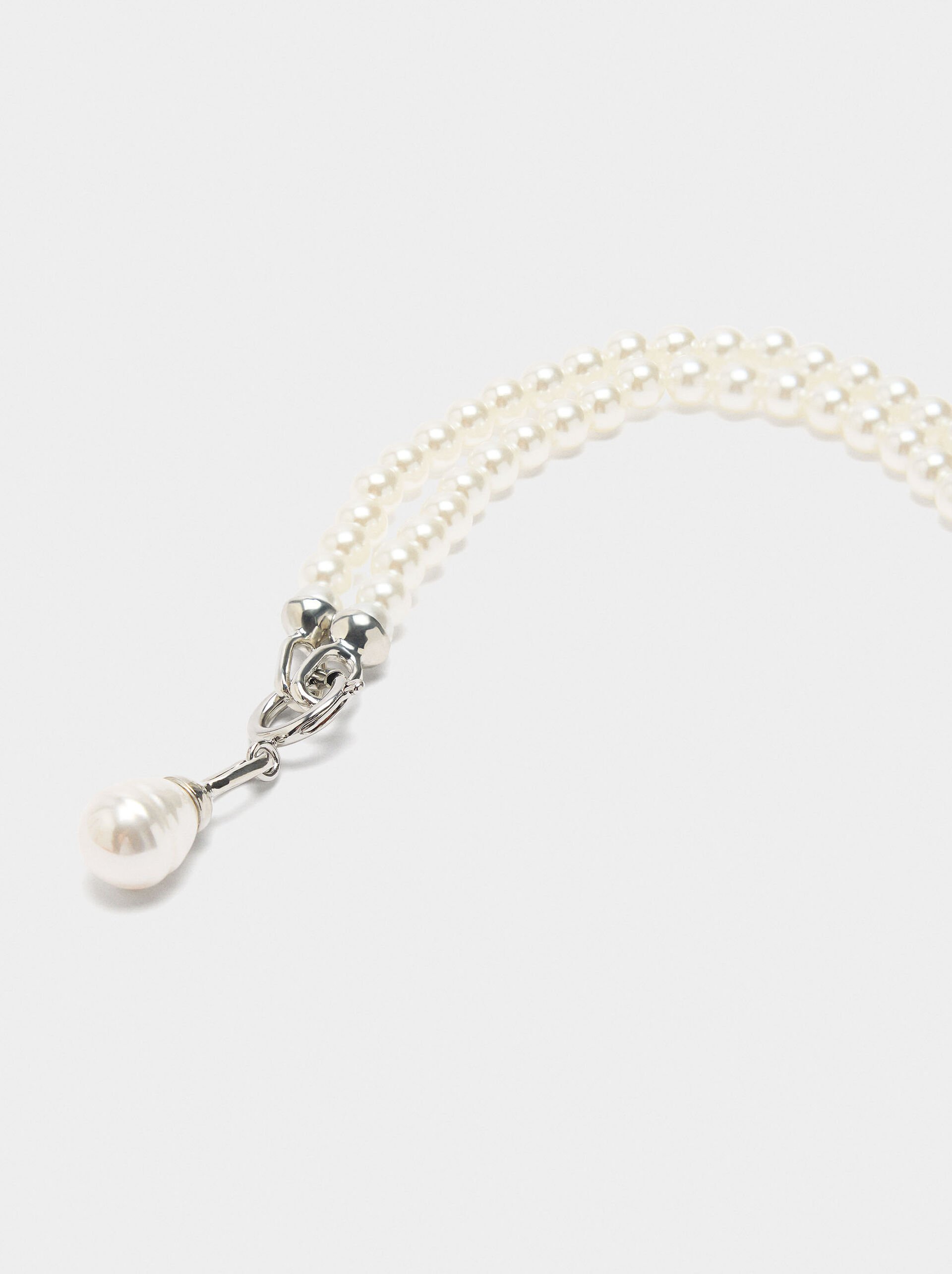 Double-strand pearl necklace with pendant image number 1.0