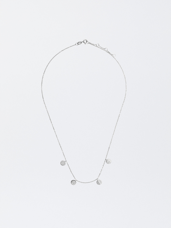 925 Silver Necklace With Zirconia, Silver, hi-res