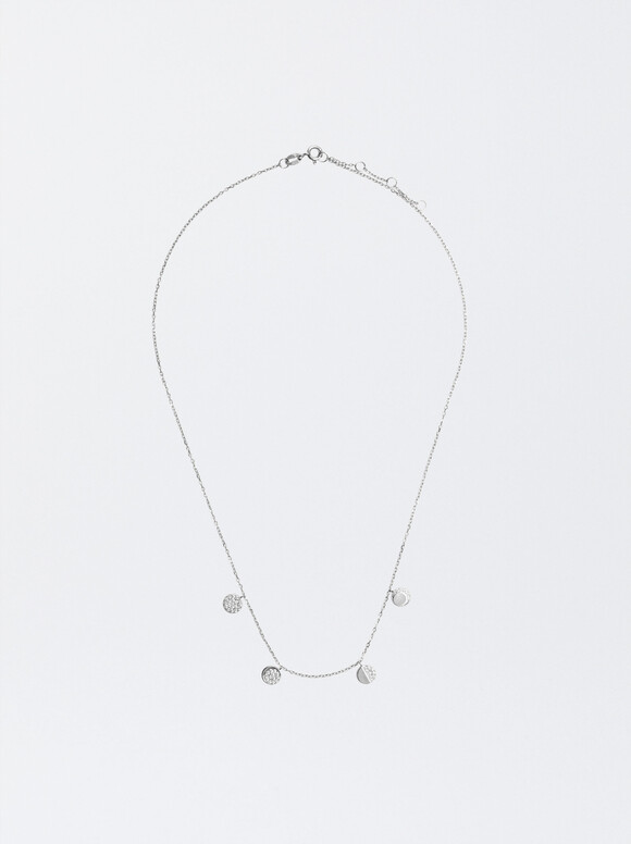 925 Silver Necklace With Zirconia, Silver, hi-res