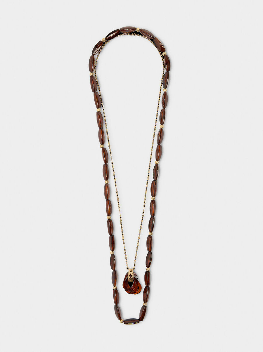 Collar largo doble efecto piedra