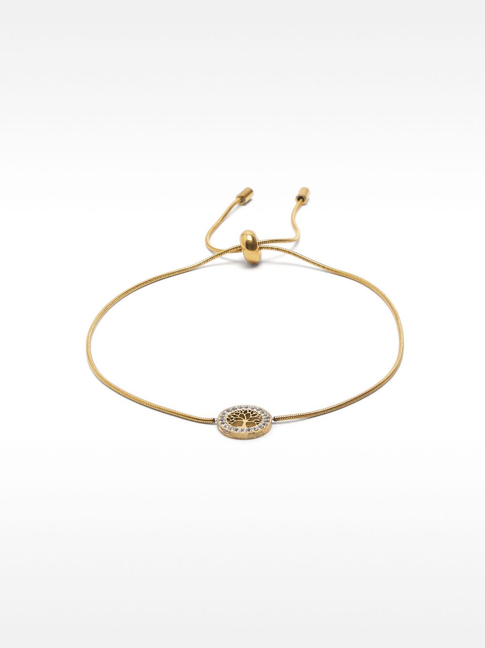 Snake chain bracelet with tree of life - stainless steel