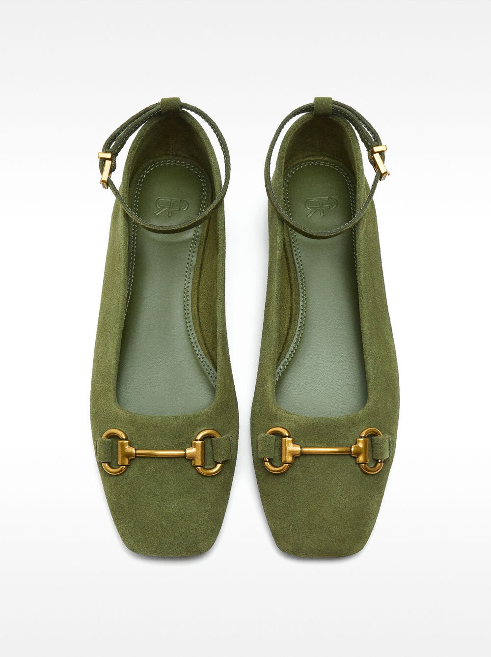 Ankle-strap leather ballet flats