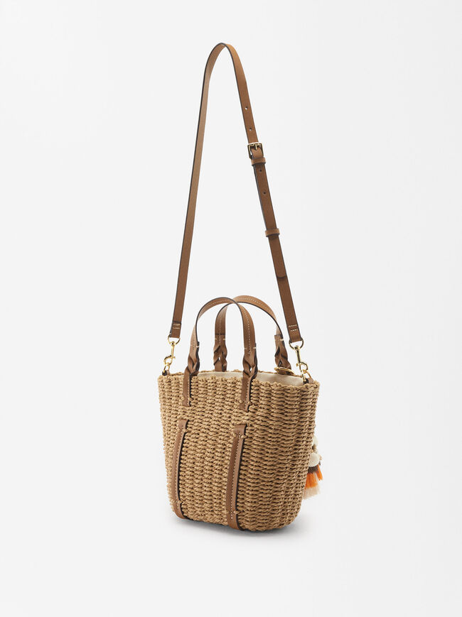 Straw Effect Shopper With Pendant Bag S image number 3.0
