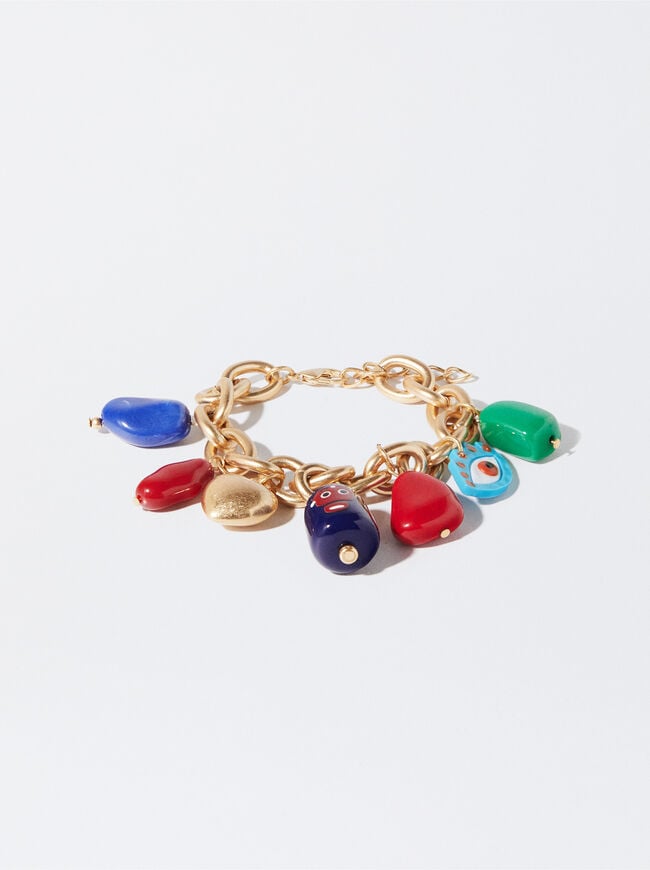 Link Bracelet With Multicolor Charms image number 1.0