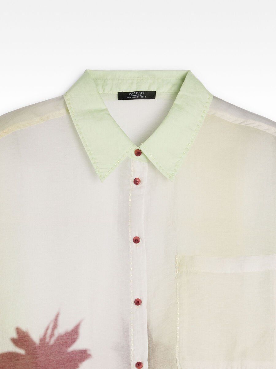 Semi-transparent shirt with palm print