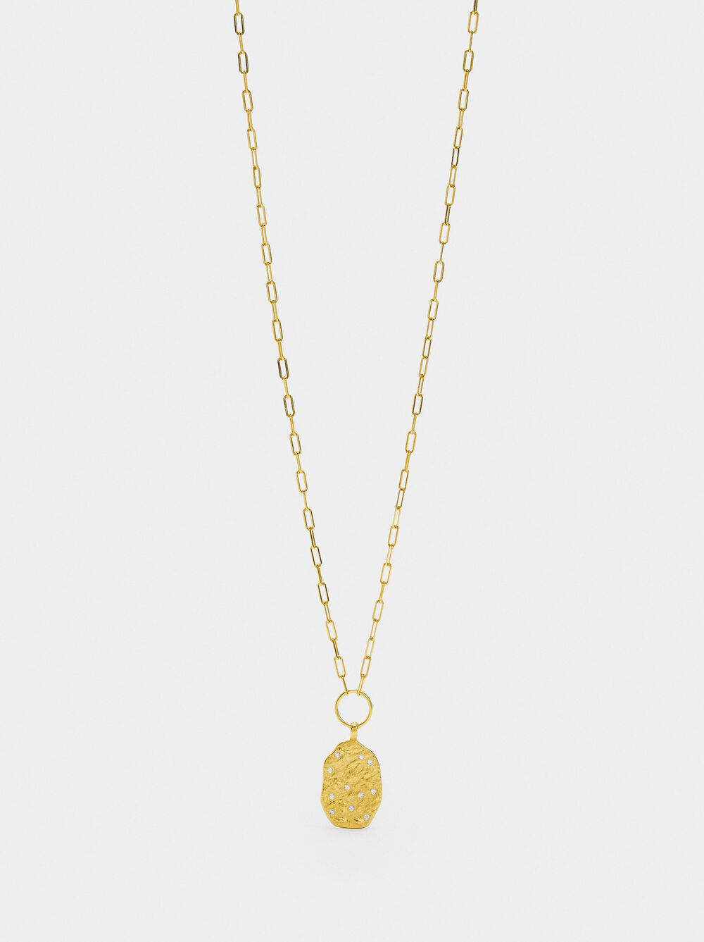 Necklace of links with irregular pendant - 925 sterling silver