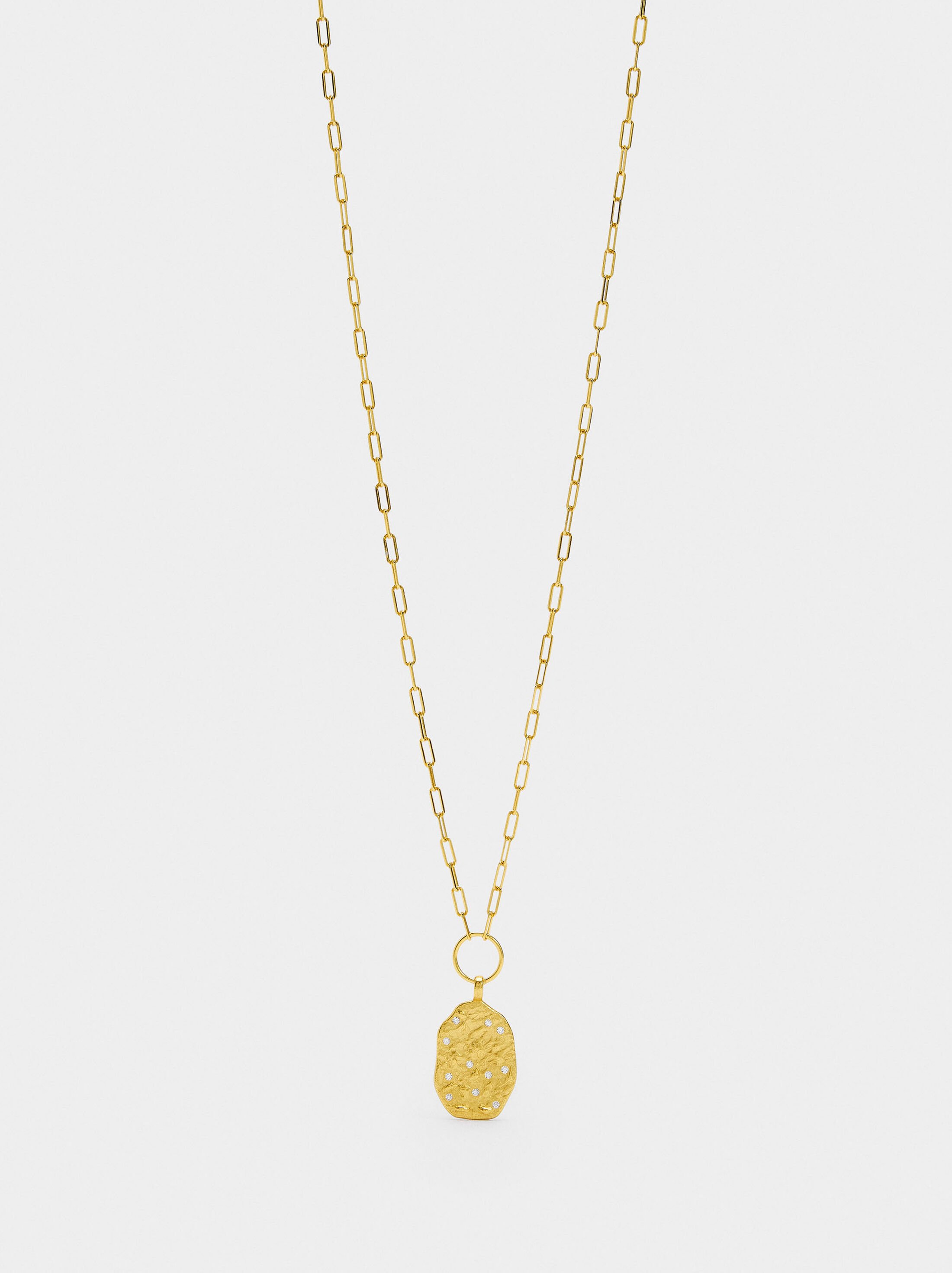 Necklace of links with irregular pendant - 925 sterling silver image number 0.0