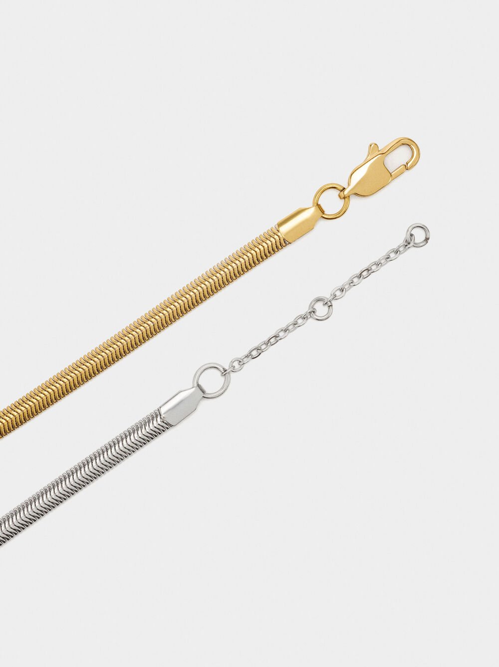 Bicolor Armband mit Schlangenkette aus Edelstahl