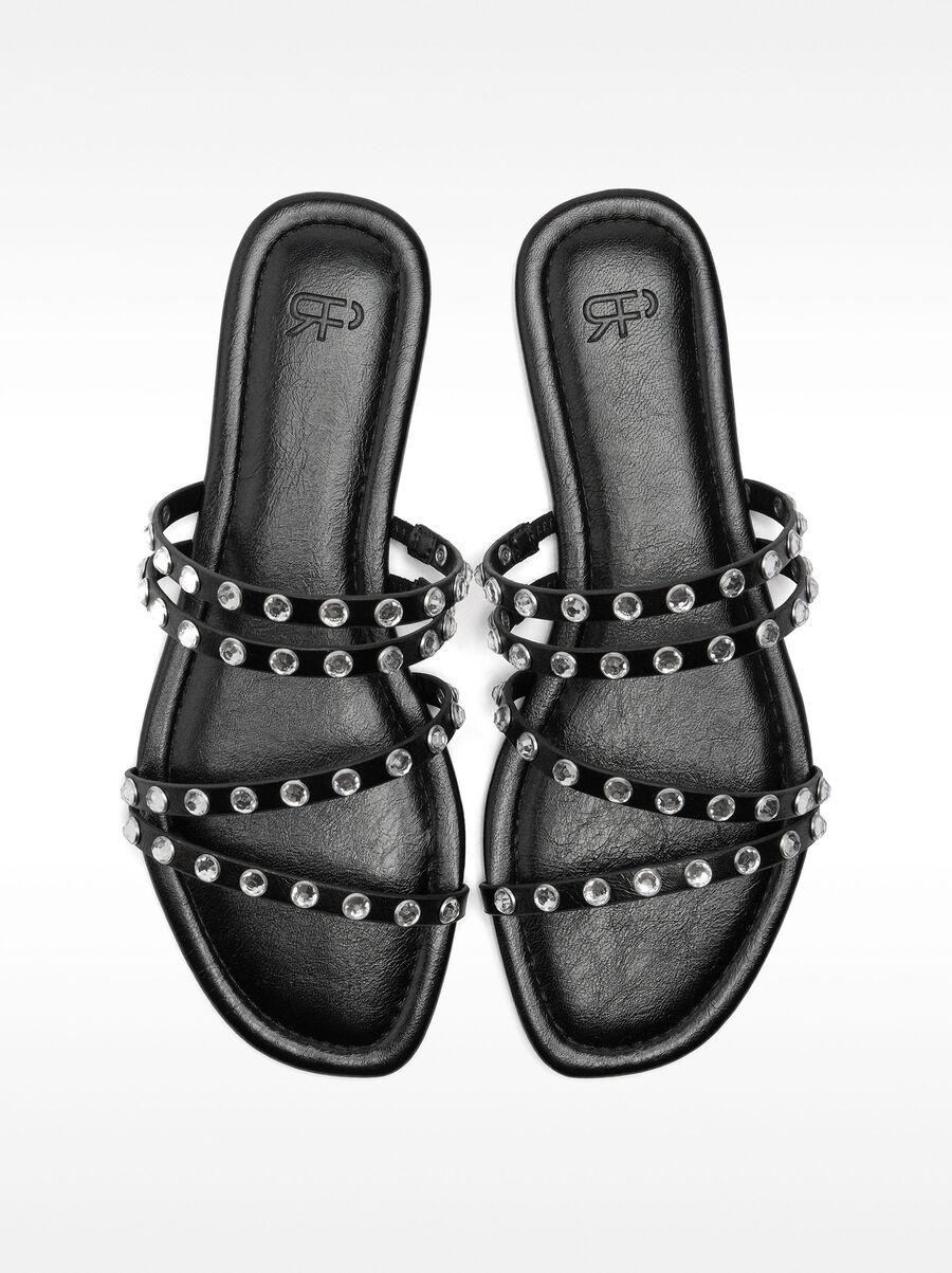 Sandalias planas de tiras con brillos