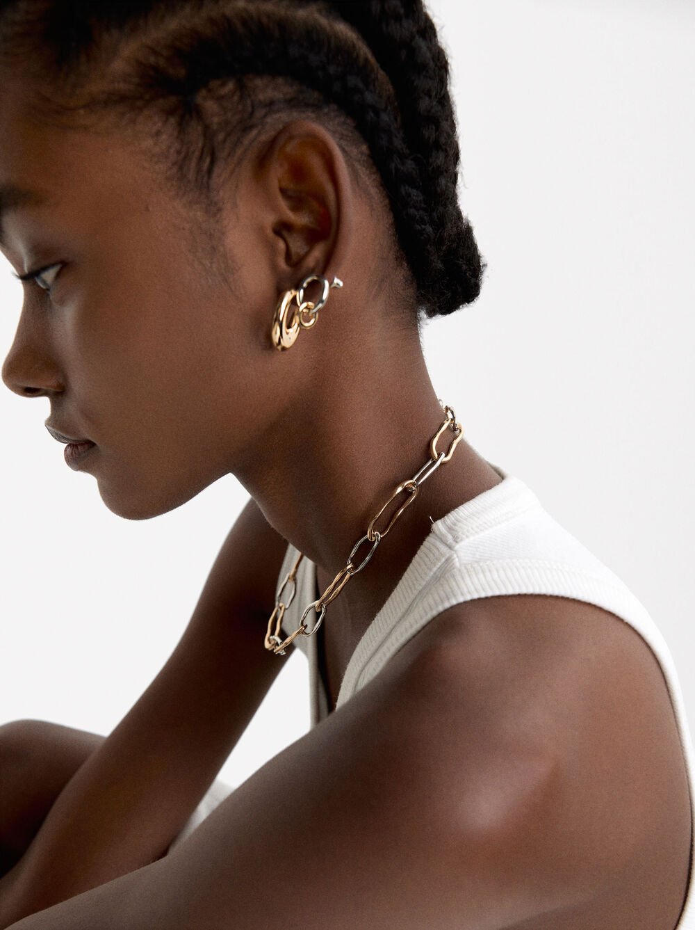 Set de collier et boucles d'oreilles bicolore