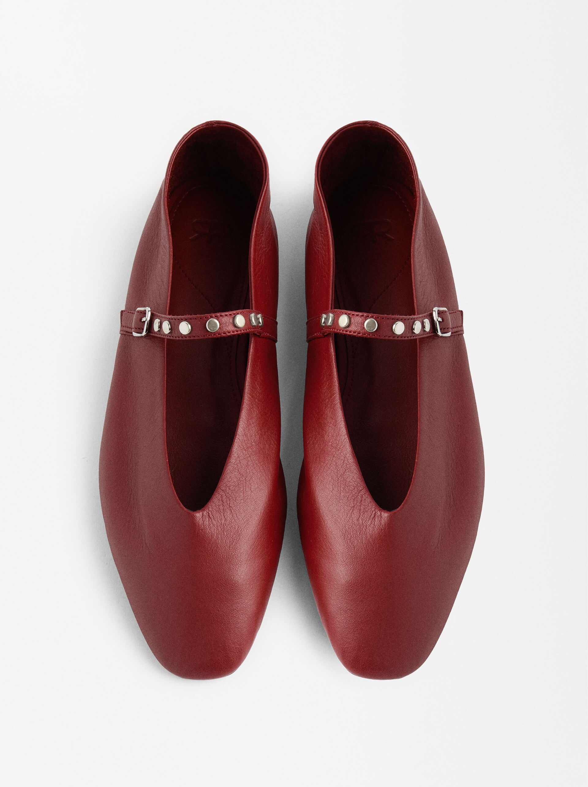 Leather Ballet Flats with Studs image number 0.0