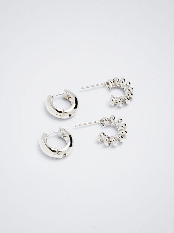 Set Of Silver Earrings - Silver - Woman - Earrings - parfois.com