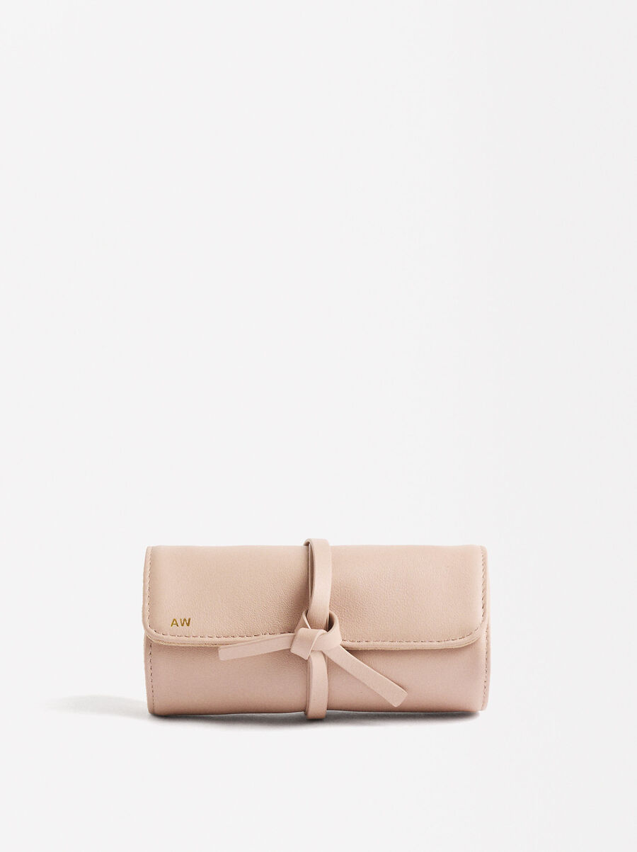 Leather roll jewelry case