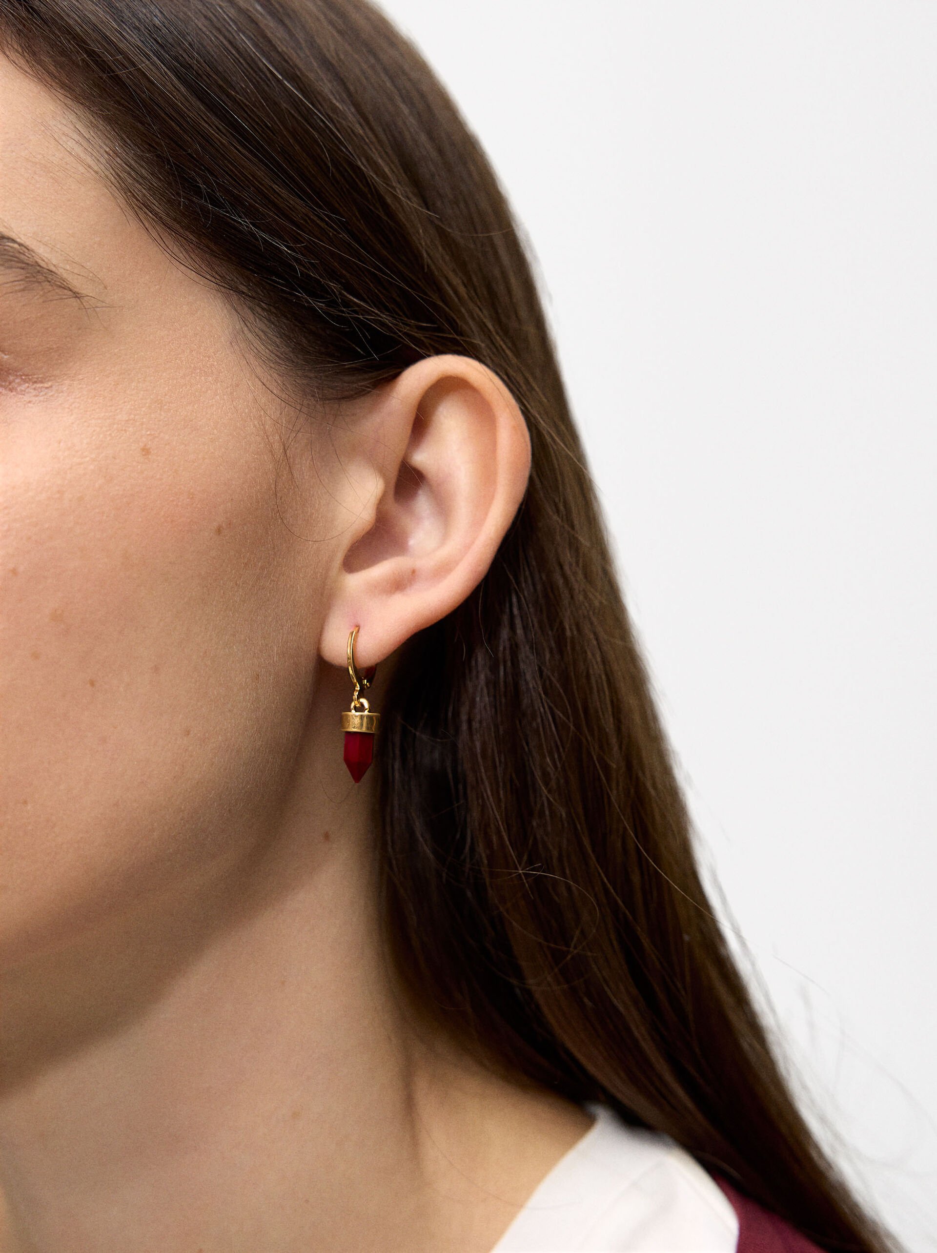 Aros con colgante efecto piedra image number 1.0