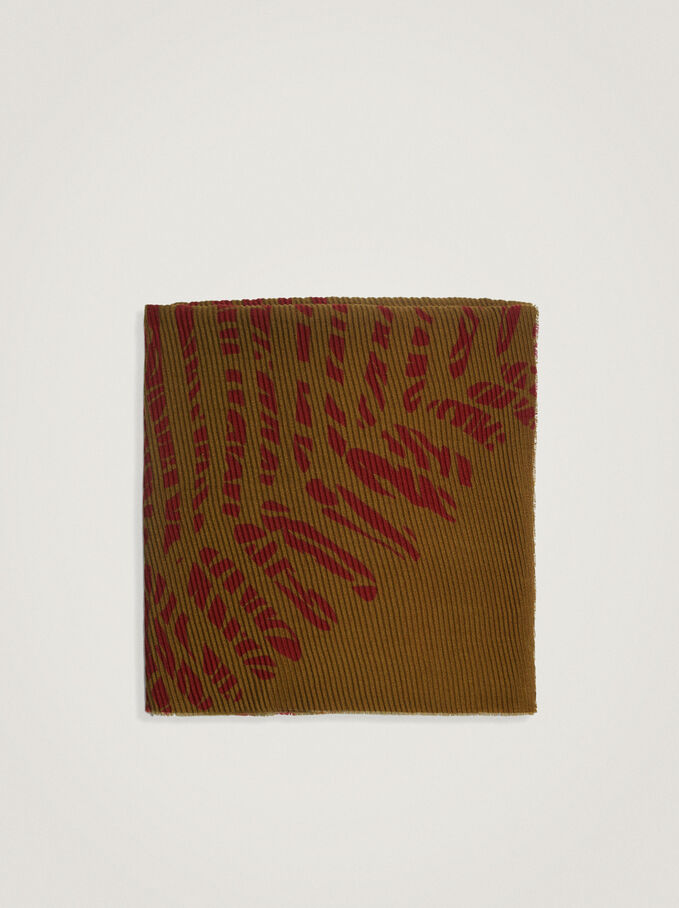 Printed Blanket Scarf, Green, hi-res