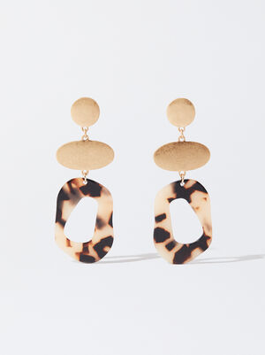 Golden Earrings With Resin image number 0.0