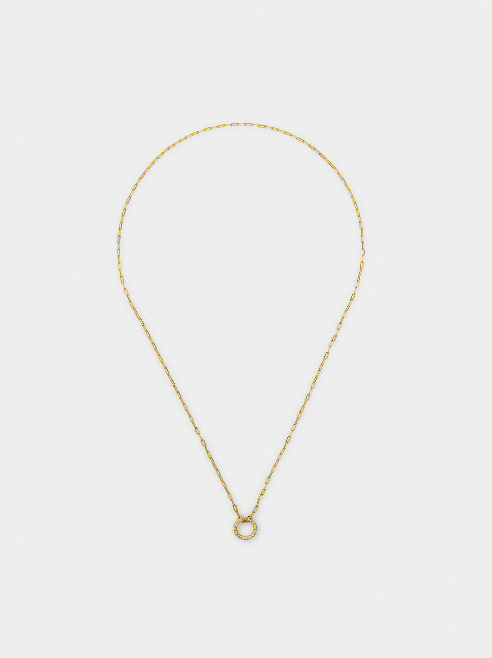 Pendant necklace with links and zirconias - 925 sterling silver