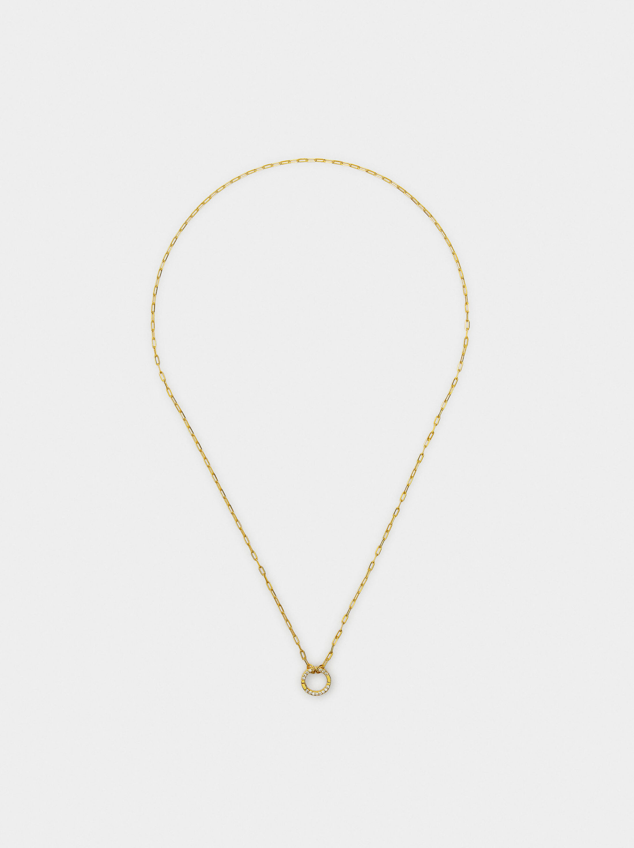 Pendant necklace with links and zirconias - 925 sterling silver image number 2.0