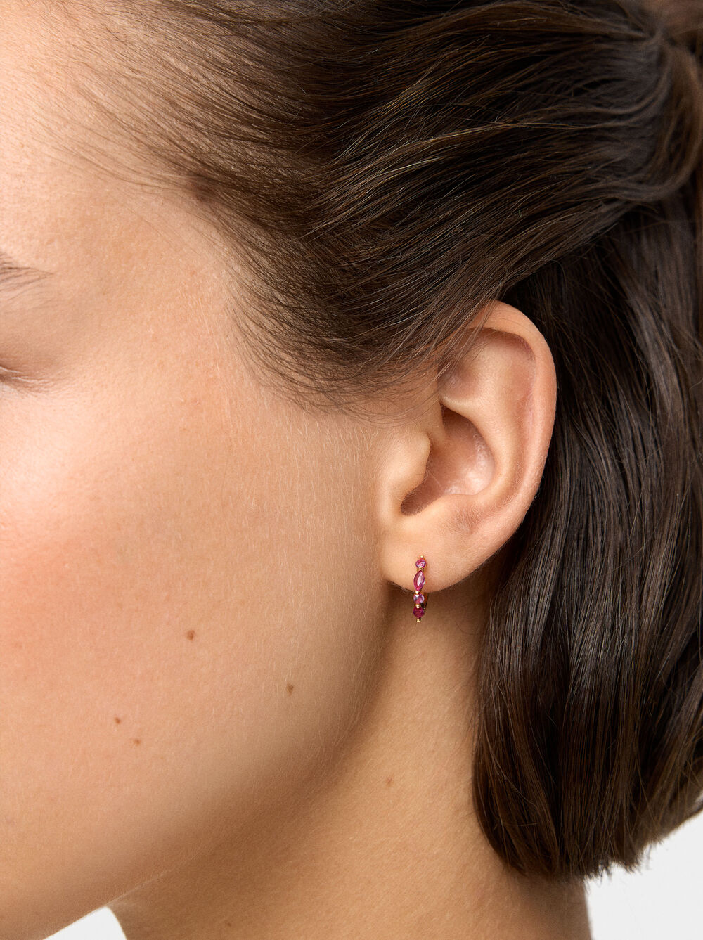 Hoop earrings with zirconia - stainless steel