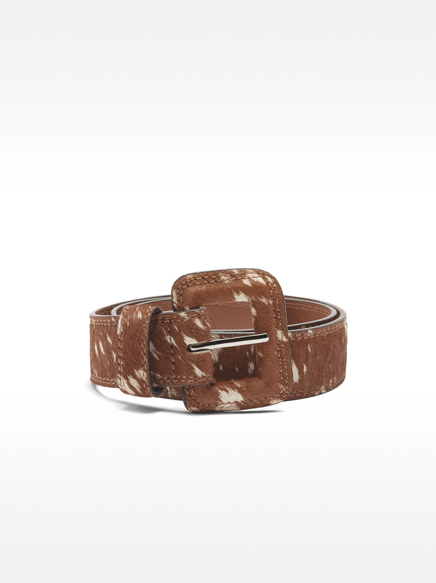 Leather belt with square buckle