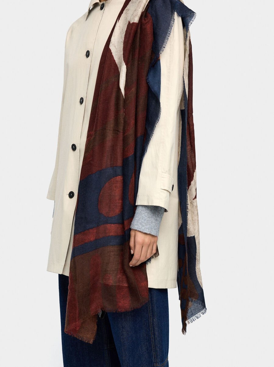 Printed scarf with wool