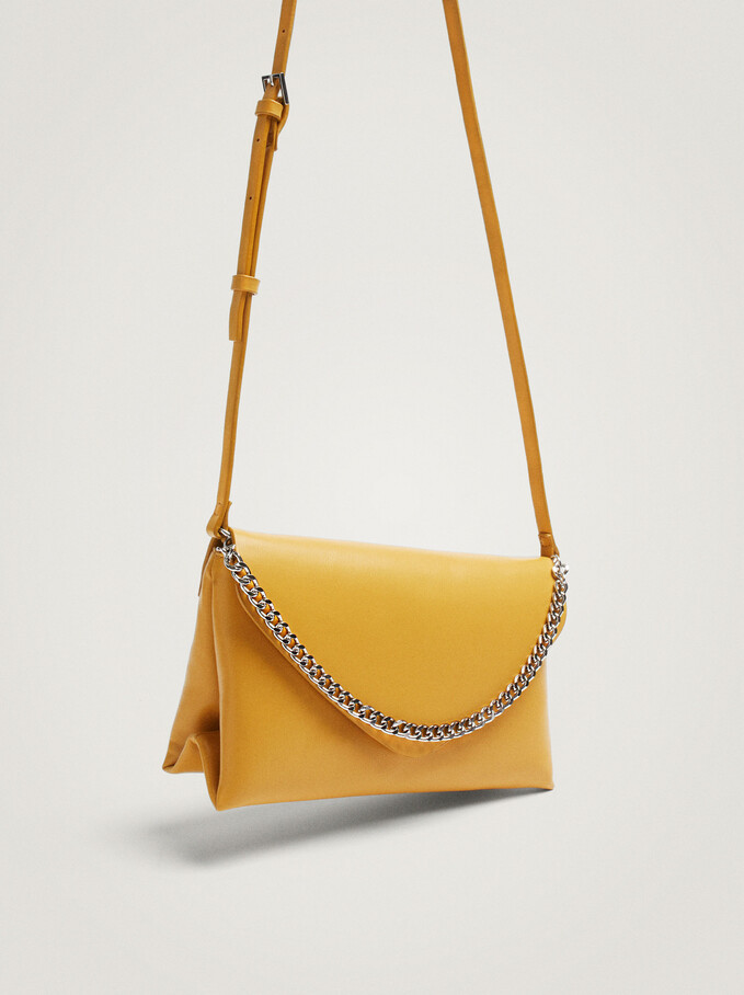Party Handbag With Chain Handle, Mustard, hi-res